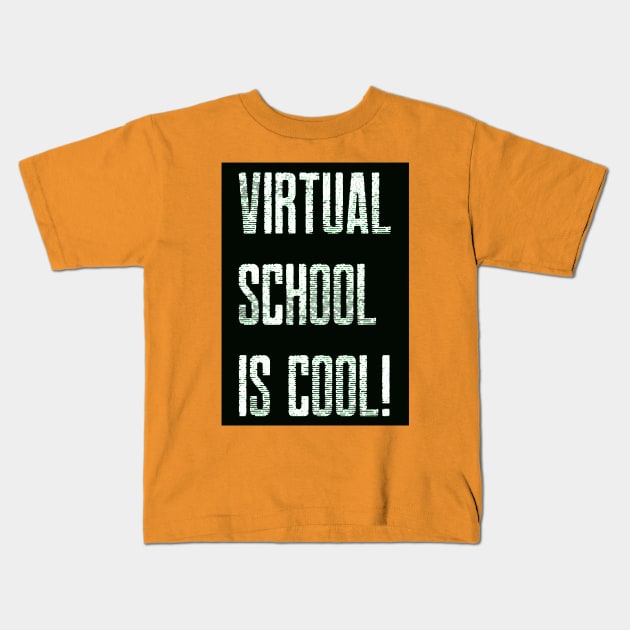 Virtual School is Cool! (Black/White) Kids T-Shirt by TJWDraws